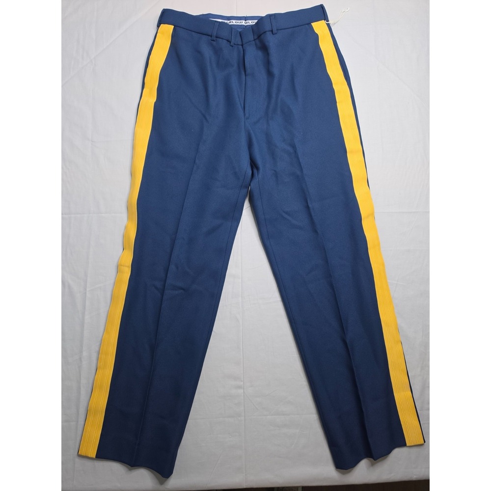 Marlow White NCO Army Uniform Dress Pants Men 38R Blue Stripe High-Rise Military